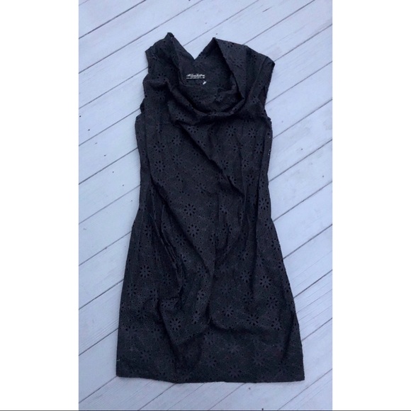 All Saints black cowl neck eyelet mini dress S - Picture 3 of 8